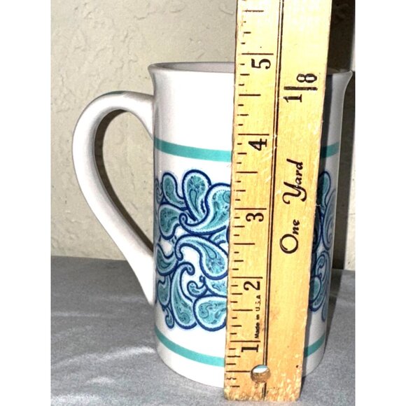 The Ana Grace Collection Ceramic Coffee Mug 12 Oz Blue & White Paisley Pattern - Picture 3 of 4